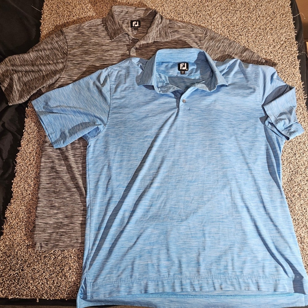 FootJoy ProDry Golf Polo Shirts Lot of 2 Mens XL Blue Grey Heather Space Dye FJ
